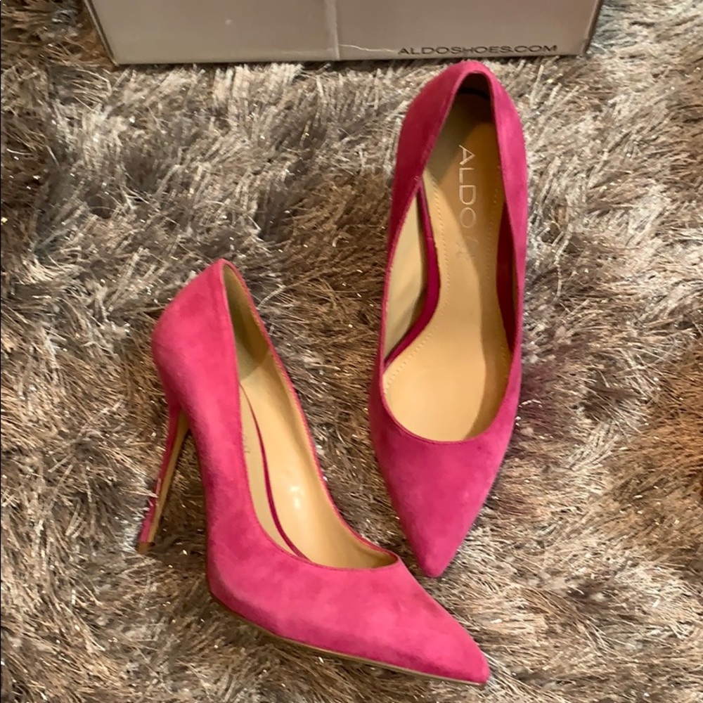 Pink suede ALDO heels